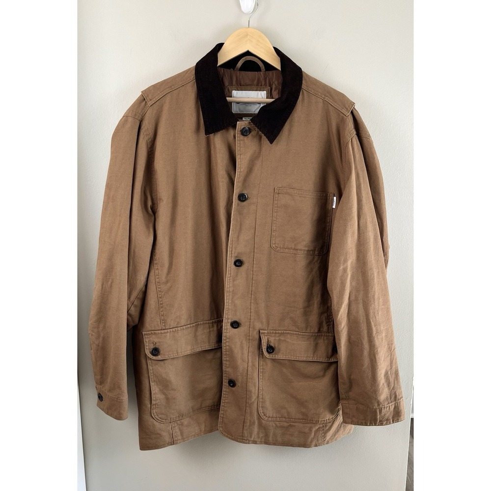 Orvis Tan | Brown Quilted Canvas Chore Coat Jacket Sz XXL Corduroy Collar